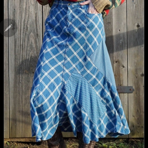 Lauren Ralph Lauren Dresses & Skirts - Lauren Ralph Lauren Checkered Blue Maxi Skirt
